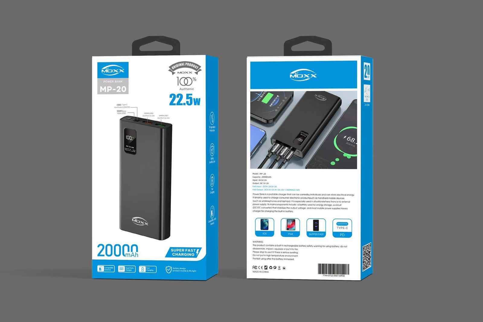Moxx MP-PB20 Power Bank – 20000mAh – Black
