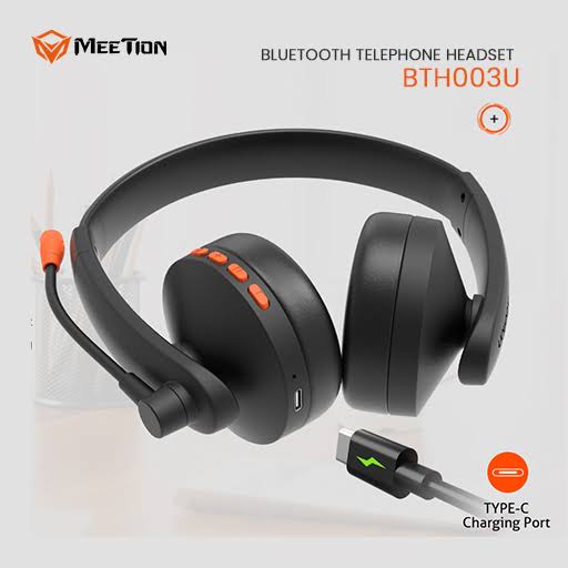 Meetion HP003 Telephony Headset with Noise Cancelling Mic – Comfortable Office Call Center Headphones | Dual 3.5mm Jack | Soft Ear Cushion | Durable Wired Headset for Laptop &amp; PC