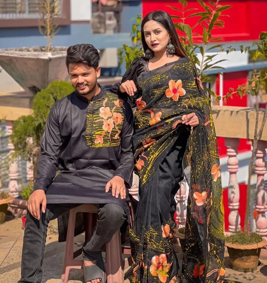 hand Print Saree &amp; Panjabi –