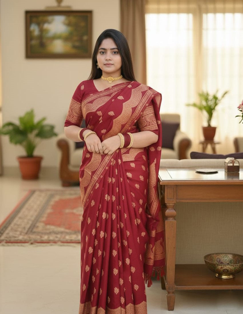 Japani Silk Skin Print Sharee with Blouse Piece