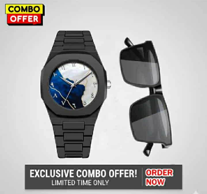 Arabic Waterproof Watch With Free Sunglass
