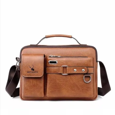 Brown Pu Leather Bag For Men'S Shoulder - Elevate Style High-Quality And Stylish Brown Leather Bag - Designed To Be Carried