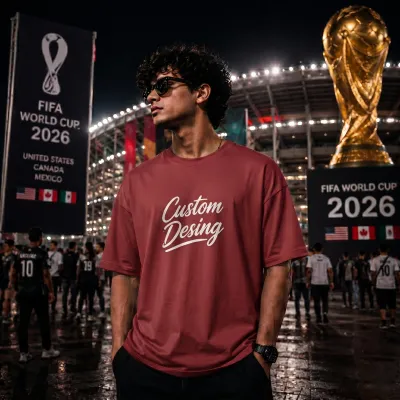FIFA World Cup Special: 100% Cotton Custom Drop-Shoulder T-Shirt (Customize With Your Own Design) White